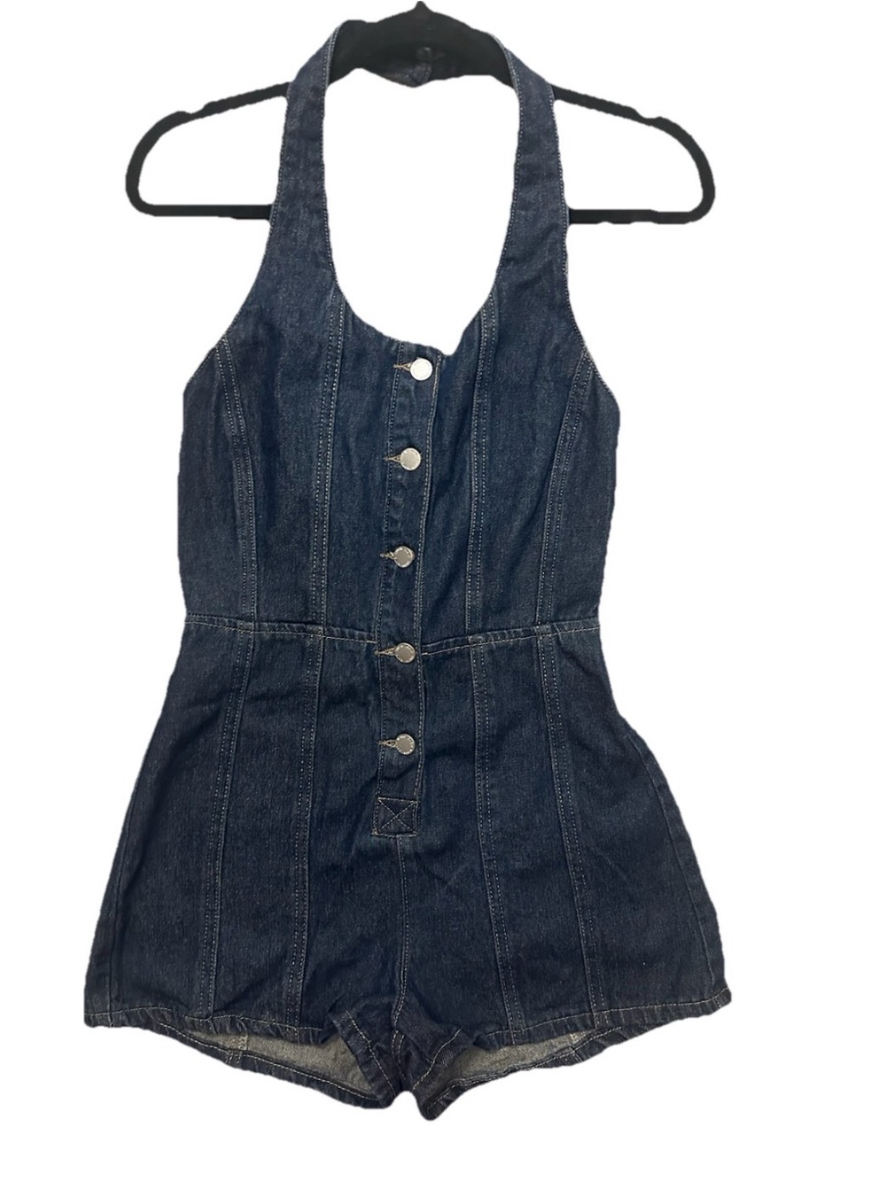Women’s Denim Halter Romper Size XS- Dark Blue